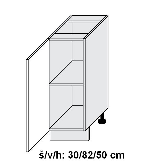 Dolní skříňka SILVER+ PLATINOVĚ BÍLÁ 30 cm