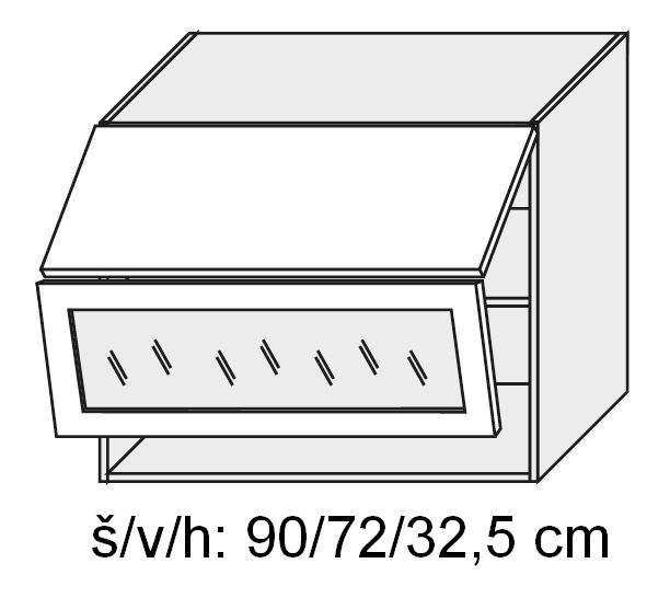 Horní skříňka prosklená EMPORIUM LIGHT STONE 90 cm MATNÁ