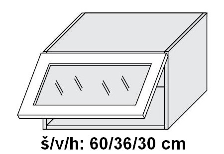 Horní skříňka prosklená EMPORIUM LIGHT STONE 60 cm MATNÁ