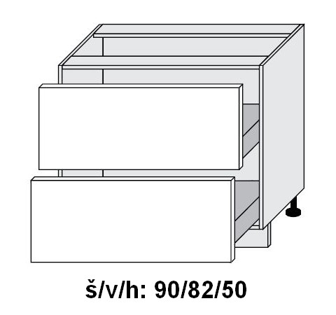 Dolní skříňka se zásuvkami ESSEN WHITE AKRYL LESK 90 cm