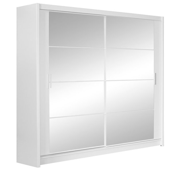 Skříň šatní dvoudveřová posuvná se zrcadlem bílá DAKOTA 160