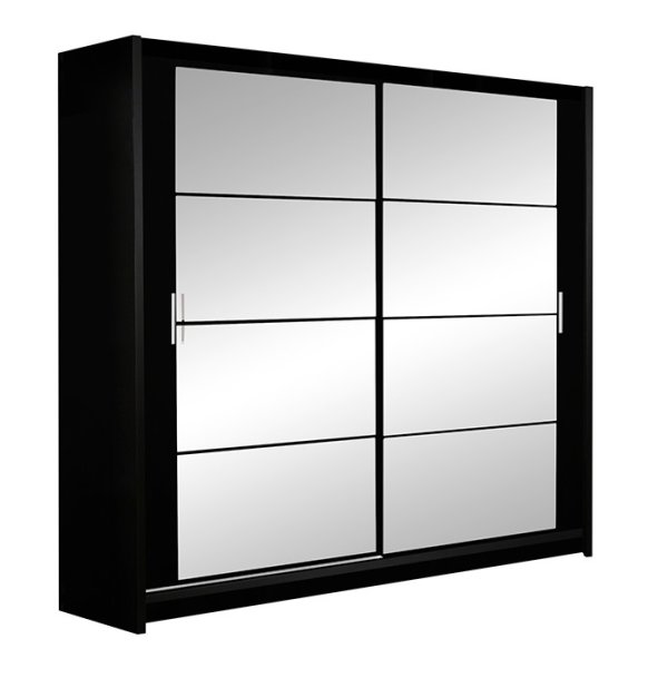 Skříň šatní dvoudveřová posuvná se zrcadlem černá DAKOTA 160