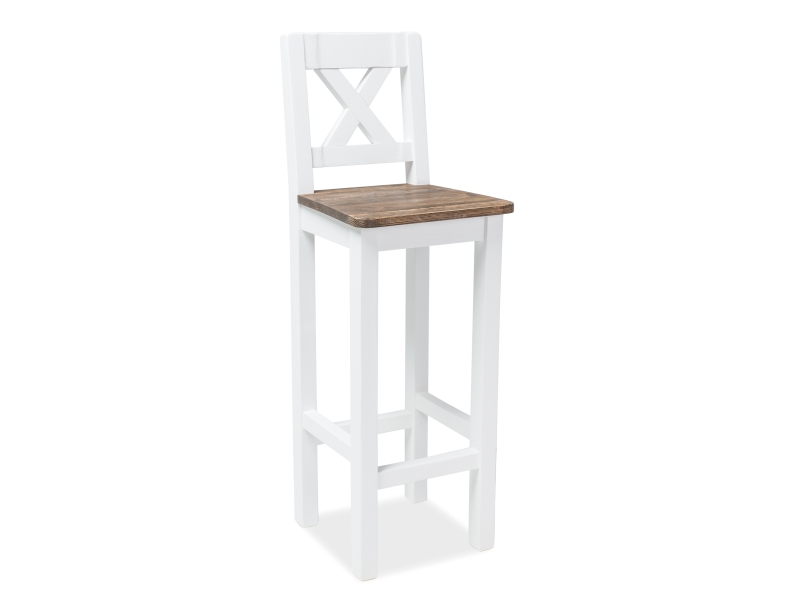 Židle barová bílý vosk/hnědý vosk POPRAD H-1