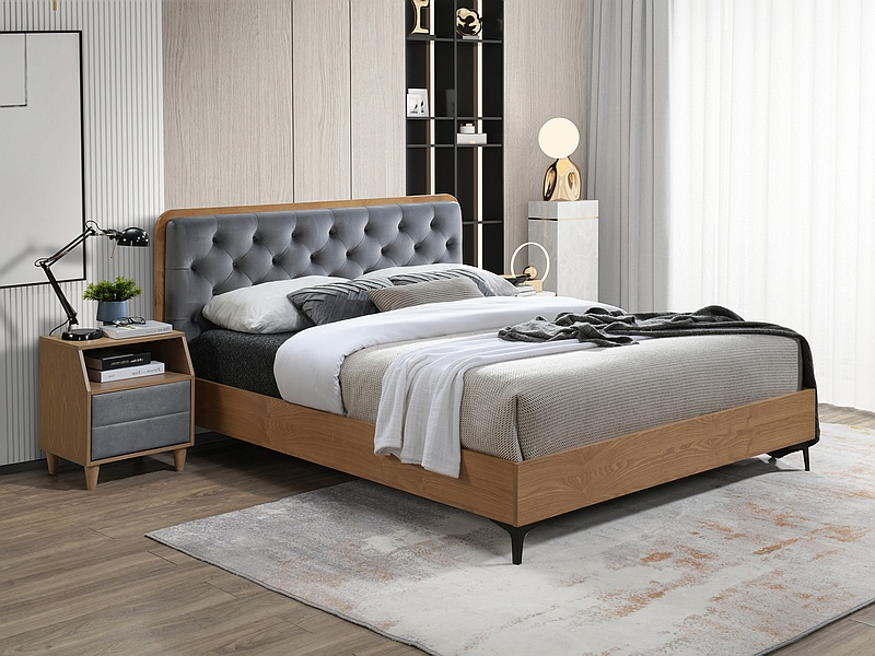 Postel dub/Bluvel 14 šedá 160x200 DONNA VELVET