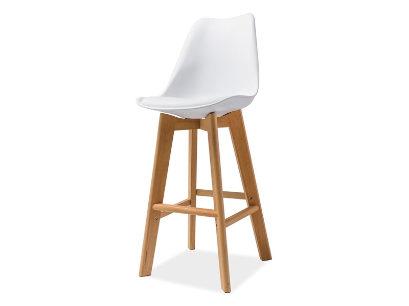 Židle barová bílá/buk KRIS H-1