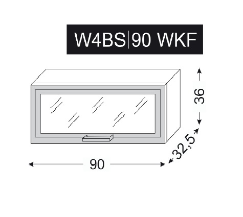 Horní skříňka prosklená QUANTUM BÍLÁ MAT 90 cm MATNÁ