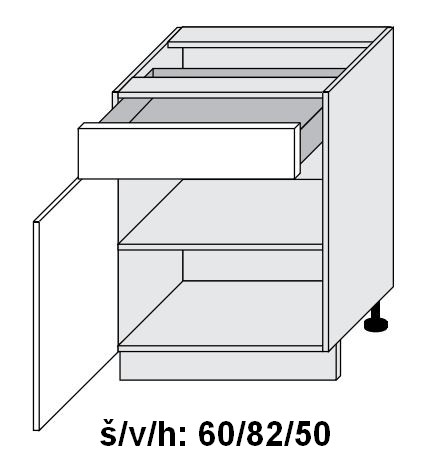 Dolní skříňka FERRUM bílý akryl lesk/dub lindberg 60 cm