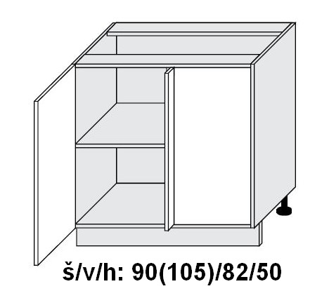 Dolní skříňka rohová SILVER+ FRESCO ANTRACIT 105 cm