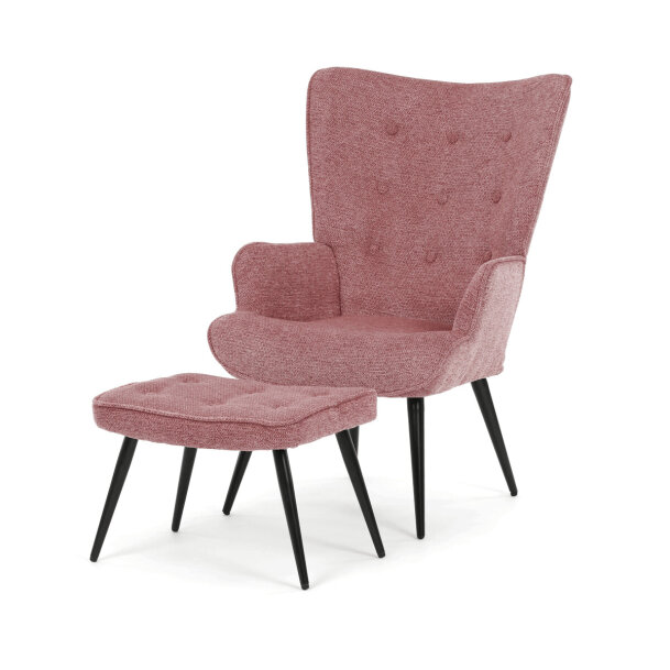 Křeslo s podnožkou růžová AK-303 PINK2