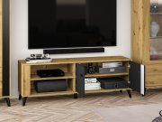 Televizní stolek dub artisan/MDF černý lesk/černý mat ELIZABETH 06
