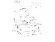 Křeslo relaxační elektrické šedá ATLAS RAVEN