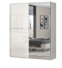 Skříň šatní s posuvnými dveřmi / zrcadlo bílý lesk PIANO PK181-OG
