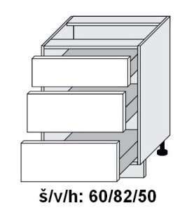 Dolní skříňka se zásuvkami SILVER+ PLATINOVĚ BÍLÁ 60 cm
