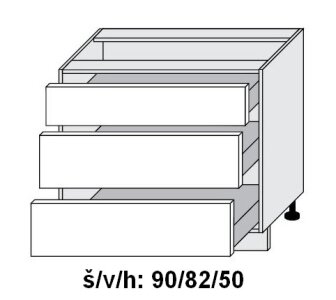 Dolní skříňka se zásuvkami PLATINUM WHITE 90 cm