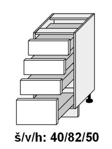 Dolní skříňka se zásuvkami SILVER+ PLATINOVĚ BÍLÁ 40 cm
