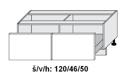 Dolní skříňka se zásuvkami CARINI BÍLÝ AKRYL LESK 120 cm