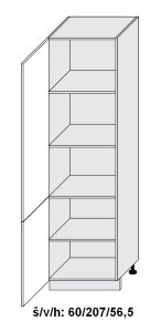 Dolní skříňka vysoká SILVER+ PLATINOVĚ BÍLÁ 60 cm