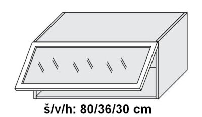 Horní skříňka prosklená QUANTUM GRAPHITE 80 cm MATNÁ