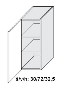 Horní skříňka SILVER+ PLATINOVĚ BÍLÁ 30 cm
