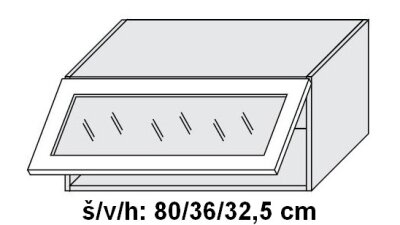 Horní skříňka prosklená EMPORIUM LIGHT STONE 80 cm MATNÁ