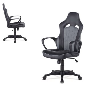 Židle kancelářská ekokůže černá/šedá KA-Y205 GREY