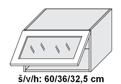 Horní skříňka prosklená TITANIUM FINO ČERNÉ 60 cm ČIRÁ