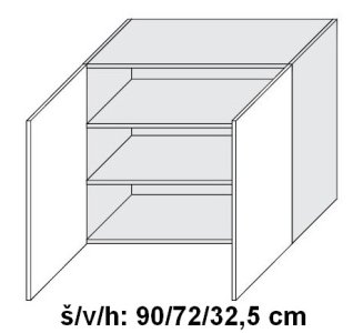 Horní skříňka SILVER+ PLATINOVĚ BÍLÁ 90 cm