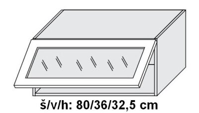 Horní skříňka prosklená QUANTUM BÍLÁ MAT 80 cm ČIRÁ