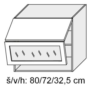 Horní skříňka prosklená TITANIUM FINO BÍLÉ 80 cm ČIRÁ