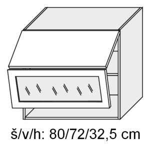 Horní skříňka prosklená EMPORIUM LIGHT STONE 80 cm MATNÁ