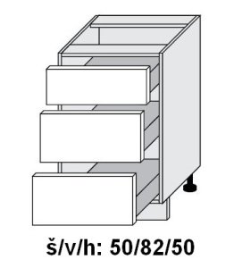 Dolní skříňka se zásuvkami SILVER+ FRESCO ANTRACIT 50 cm