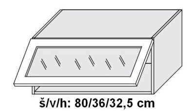 Horní skříňka prosklená QUANTUM MINT 80 cm MATNÁ