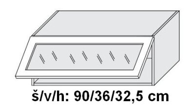 Horní skříňka prosklená QUANTUM MINT 90 cm ČIRÁ