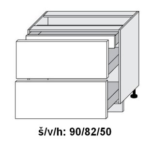 Dolní skříňka se zásuvkami SILVER+ ZELENÁ LABRADOR 90 cm