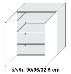 Horní skříňka CARINI BÍLÝ AKRYL LESK 90 cm