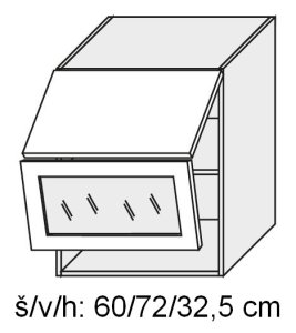 Horní skříňka prosklená EMPORIUM WHITE 60 cm MATNÁ