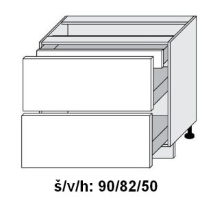 Dolní skříňka se zásuvkami ESSEN BLACK AKRYL LESK 90 cm