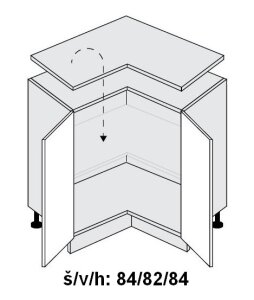 Dolní skříňka rohová vnitřní MALMO PEMBROKE 90x90 cm                                                                                                                                                    