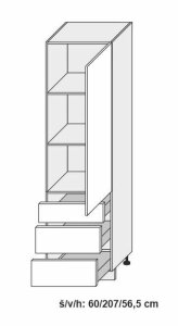 kuchyňská skříňka dolní vysoká OPTIMUM BÍLÁ D14/DP/60/207 - 3A - bílá alpská                                                                                                           