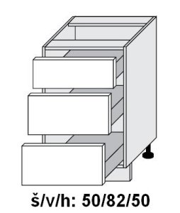 Dolní skříňka se zásuvkami SILVER+ PLATINOVĚ BÍLÁ 50 cm