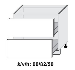 Dolní skříňka se zásuvkami SILVER+ PLATINOVĚ BÍLÁ 90 cm