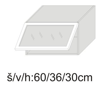 Horní skříňka prosklená QUANTUM GRAPHITE 60 cm ČIRÁ