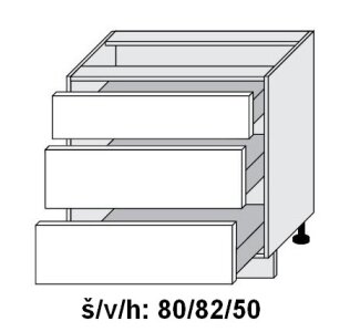 Dolní skříňka se zásuvkami PLATINUM WHITE 80 cm