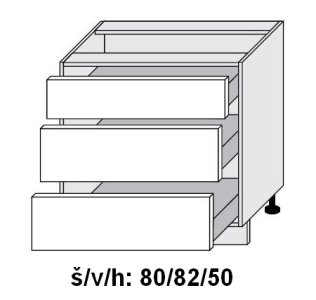Dolní skříňka se zásuvkami SILVER+ PLATINOVĚ BÍLÁ 80 cm