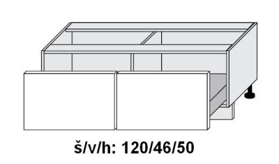Dolní skříňka se zásuvkami CARINI BÍLÝ AKRYL LESK 120 cm