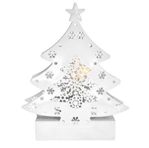 Stromeček vánoční kovový bílý LED 1V218