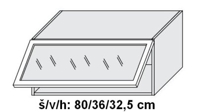 Horní skříňka prosklená 80 cm ALU - lava