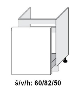 Dolní skříňka SILVER+ PLATINOVĚ BÍLÁ 60 cm