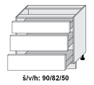 Dolní skříňka se zásuvkami QUANTUM VANILA 90 cm