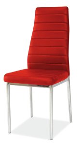 Židle jídelní kovová čalouněná červená H-261